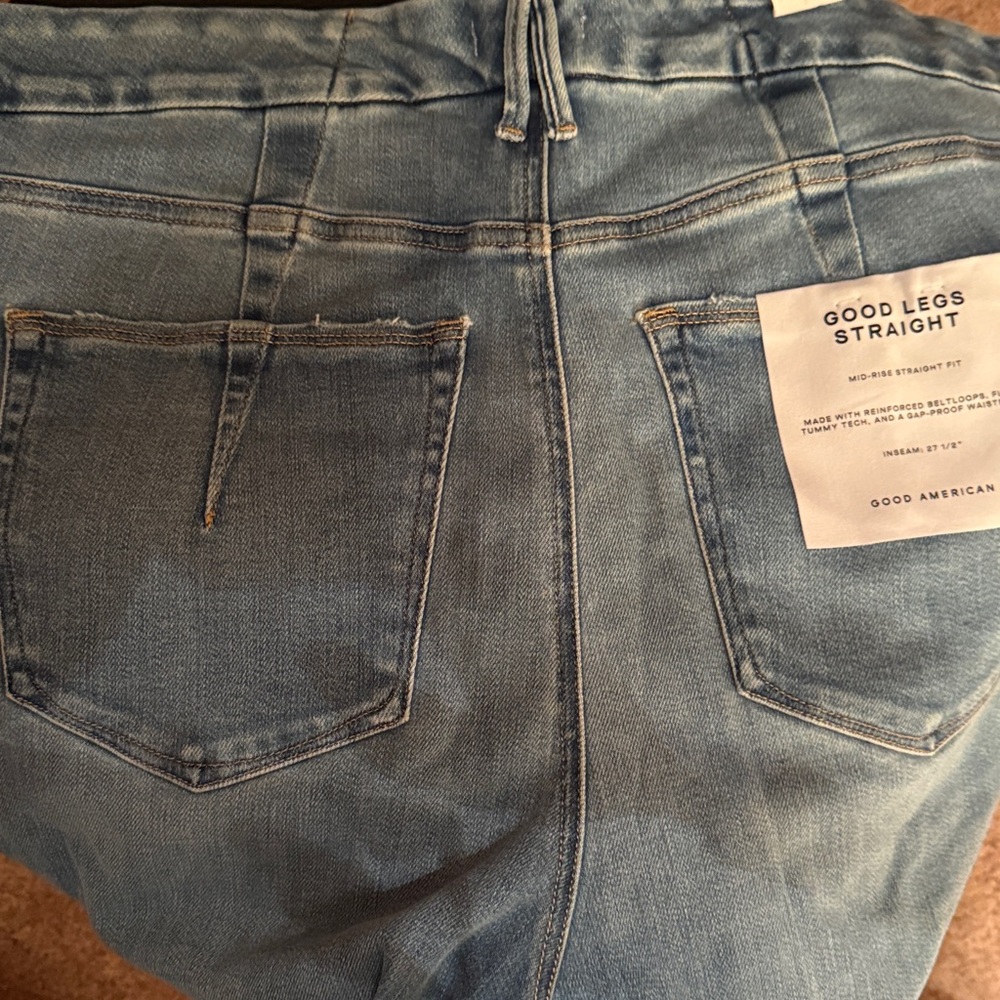 Women’s size 22 light blue wash straight legs raw hem denim crop jeans $169 - Picture 10 of 10